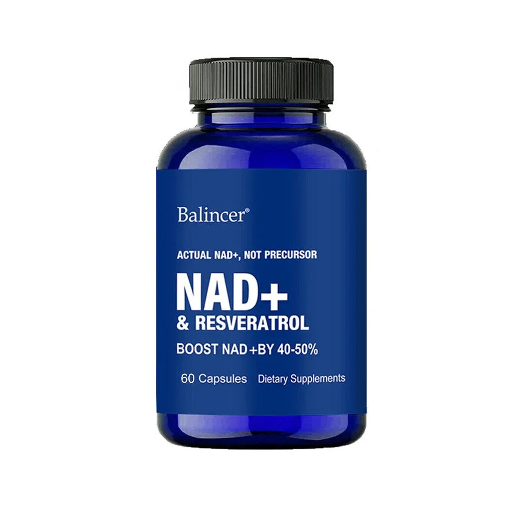 NAD+ Resveratrol Supplement Capsules - Anti-aging, Energy, Focus, Promotes Cell and Skin Health - 120 Capsules