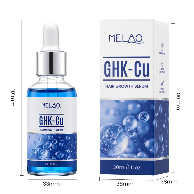 GHK-CU Hair Growth Serum Repair Hair Scalp Care Anti Hair Loss Treatment Blue Copper Peptide Hair Growth Serum for Men Women