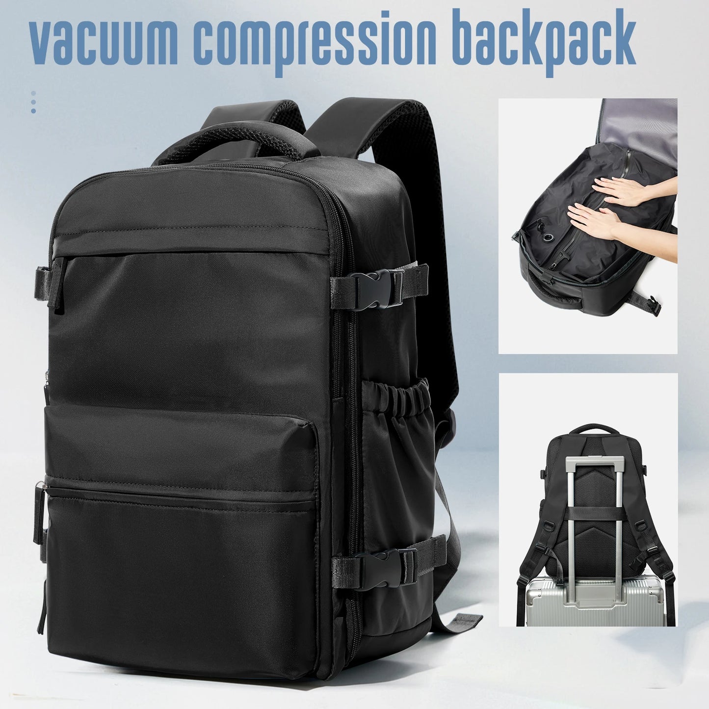 Vacuum Backpack Travel Bag for Men Large Capacity Backpack Business Laptop Backpack Women Men Expandable Backpack School Bag
