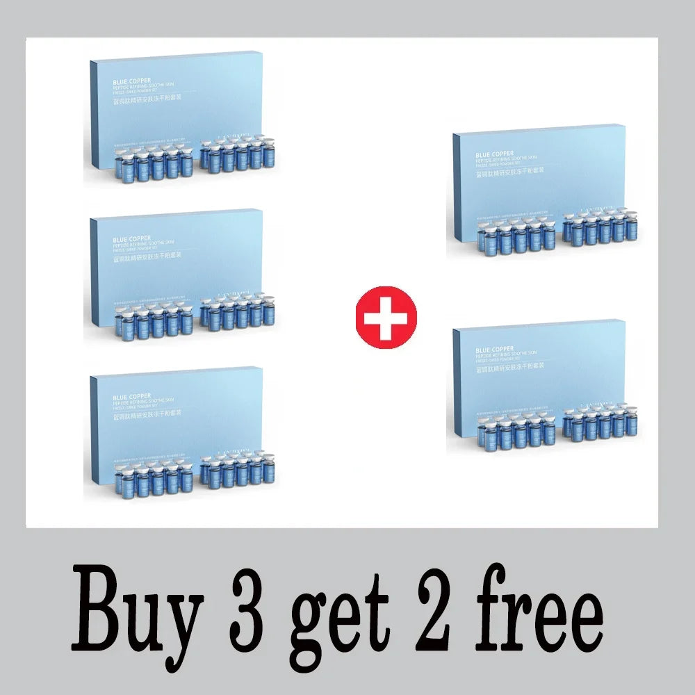 Blue Copper Peptide Freeze-Dried Powder Set Oligopeptide Anti Wrinkle Essence Shrink Pores Acne Treatment Skincare Serum 20pcs