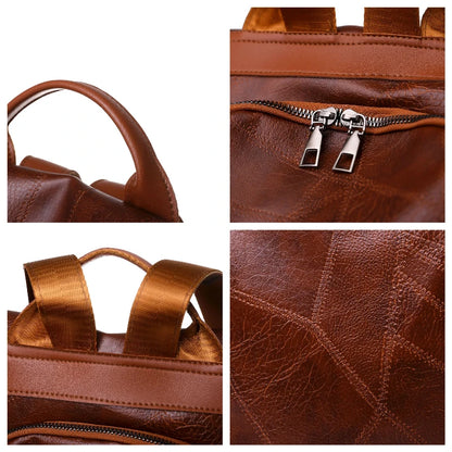 Anti-theft Women’s Backpack Designer High Quality Soft PU Leather Simple Fashion Backpack Large Multi-function Travel Bags