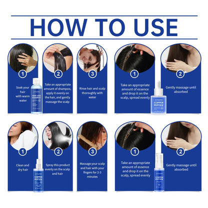 Hair Growth Serum Copper Peptides Scalp Treatment Repair Damaged Frizzy Nourish Soft Shine Smoothing Hair Strengthening Shampoo