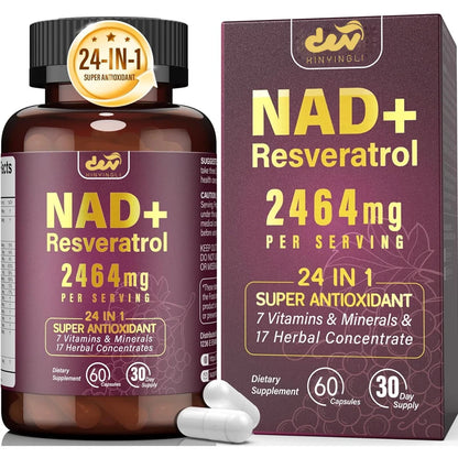 NAD supplement pure organic liposome NAD+containing resveratrol supplement - enhances NAD+anti-aging, energy, and focus