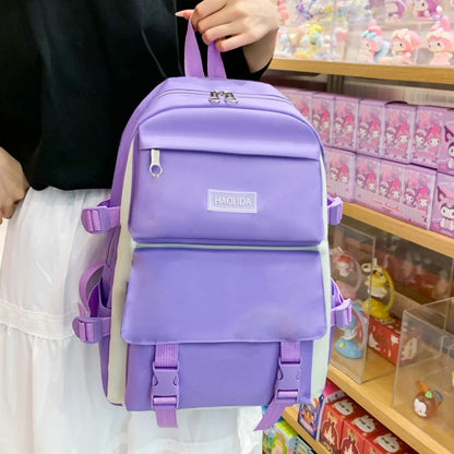 2025 New Ins Large Capacity Outdoor Backpack Women's Harajuku Style High School Student Four-Piece Set Breathable Polyester S...