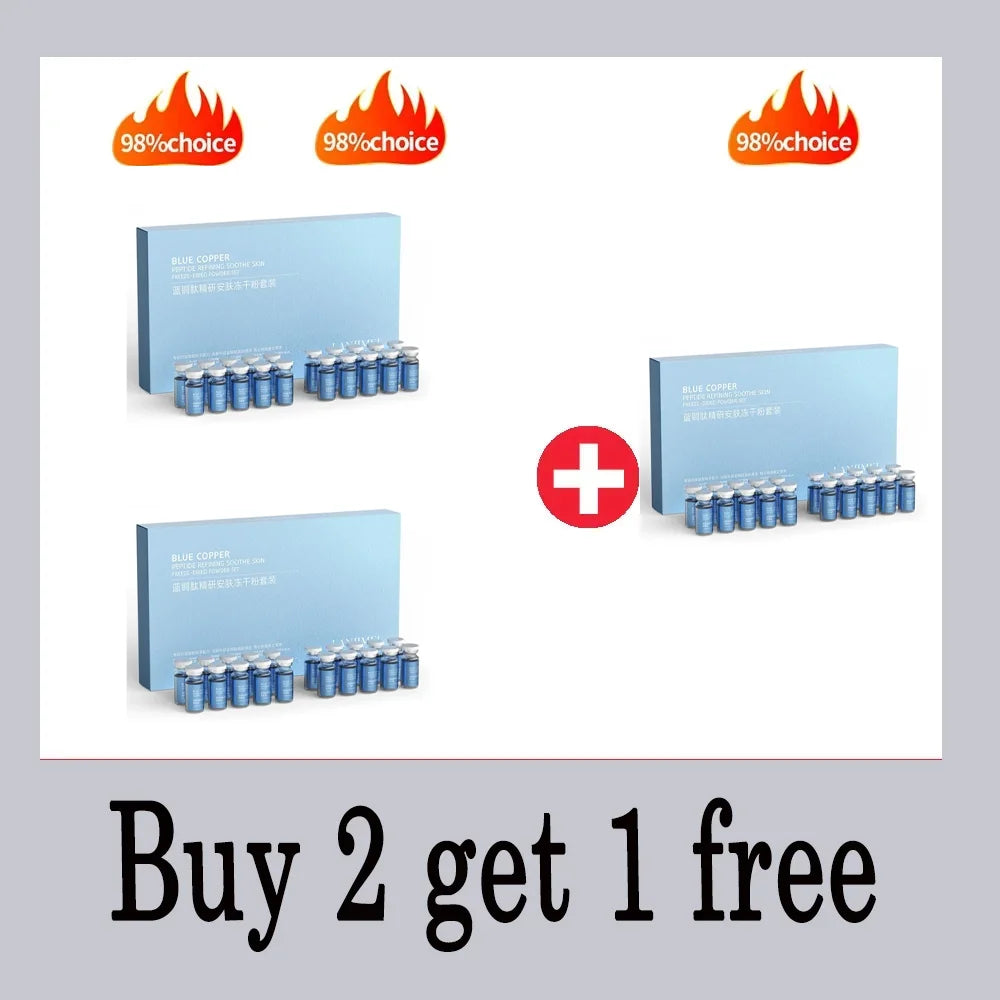 Blue Copper Peptide Freeze-Dried Powder Set Oligopeptide Anti Wrinkle Essence Shrink Pores Acne Treatment Skincare Serum 20pcs