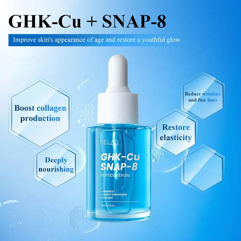 GHK-Cu SNAP-8 Peptide Face Serum 30ml - Blue Copper Firming Nourishing Radiant Cleansing Moisturizing Essence Oil for All Skin