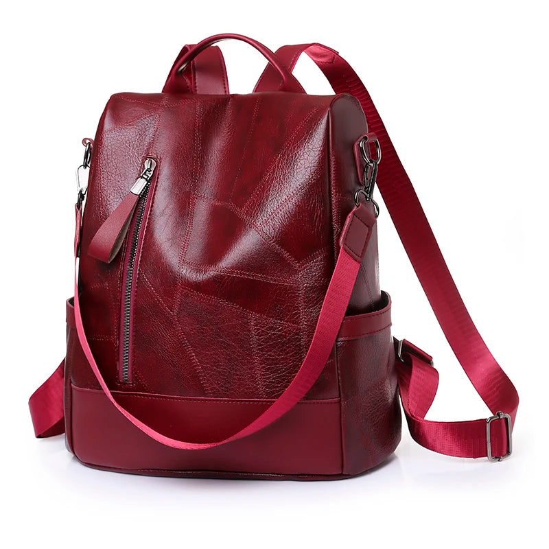 Anti-theft Women’s Backpack Designer High Quality Soft PU Leather Simple Fashion Backpack Large Multi-function Travel Bags