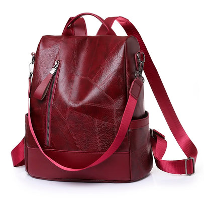 Anti-theft Women’s Backpack Designer High Quality Soft PU Leather Simple Fashion Backpack Large Multi-function Travel Bags