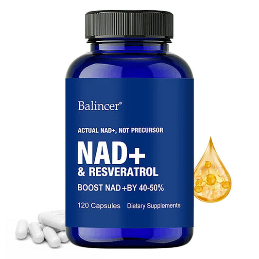 NAD+ Resveratrol Supplement Capsules - Anti-aging, Energy, Focus, Promotes Cell and Skin Health - 120 Capsules