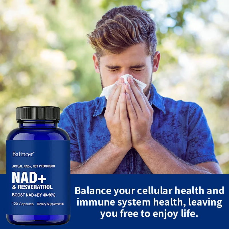 NAD+ Resveratrol Supplement Capsules - Anti-aging, Energy, Focus, Promotes Cell and Skin Health - 120 Capsules