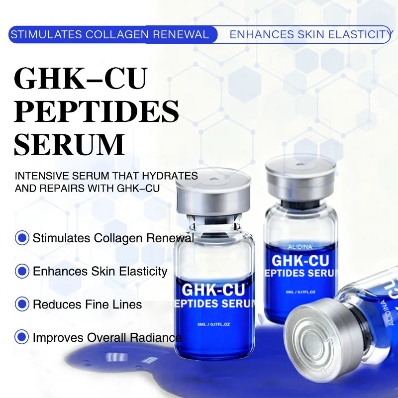 ZS High-Concentration Copper Peptide Serum with Hyaluronic Acid GHK-CU Anti-Aging Serum Fade Fine Lines Restore Skin Elasticity