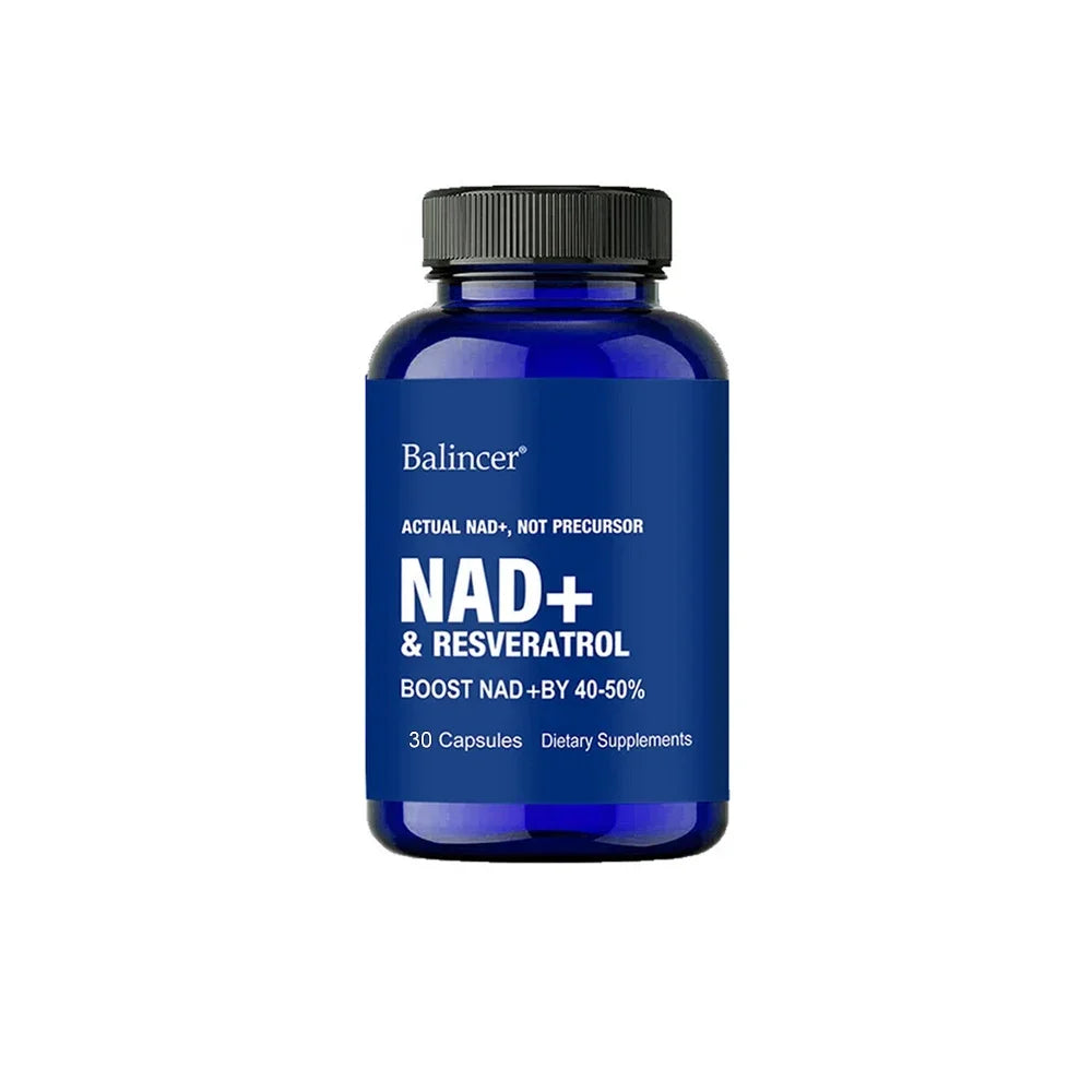 NAD+ Resveratrol Supplement Capsules - Anti-aging, Energy, Focus, Promotes Cell and Skin Health - 120 Capsules